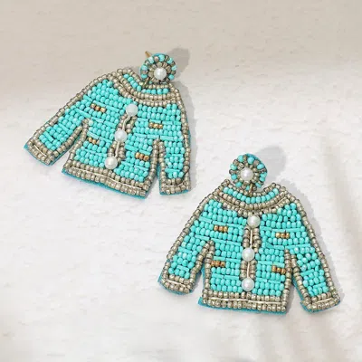 Fashnzfab Felt Back Pearl Seed Beaded Top Dangle Earrings In Multi