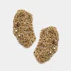 Fashnzfab Felt Back Round Stone Seed Beaded Earrings In Blue