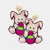 Fashnzfab Felt Back Seed Beaded Easter Bunny Egg Dangle Earrings - Fuchsia In Multi