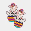Fashnzfab Felt Back Seed Beaded Easter Bunny Egg Dangle Earrings In Multi