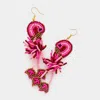 Fashnzfab Felt Back Seed Beaded Flamingo Dangle Earrings - Fuchsia In Multi