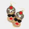Fashnzfab Felt Back Seed Beaded Girl Dangle Earrings In Multi
