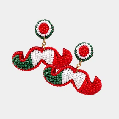 Fashnzfab Felt Back Seed Beaded Mustache Dangle Earrings In Multi