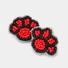 Fashnzfab Felt Back Seed Beaded Paw Stud Earrings In Red
