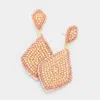 Fashnzfab Felt Back Seed Beaded Petal Dangle Earrings - Peach In Gold