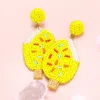 Fashnzfab Felt Back Seed Beaded Popsicle Dangle Earrings In Yellow