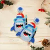 Fashnzfab Felt Back Seed Beaded Shark Dangle Earrings In Blue