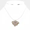 Fashnzfab Felt Back Seed Beaded Shell Pendant Necklace In White