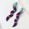 Fashnzfab Felt Back Seed Beaded Snake Earrings - Blue In Multi