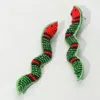 Fashnzfab Felt Back Seed Beaded Snake Earrings In Green