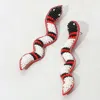 Fashnzfab Felt Back Seed Beaded Snake Earrings In Multi