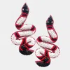 Fashnzfab Felt Back Seed Beaded Snake Earrings In Multi