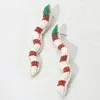 Fashnzfab Felt Back Seed Beaded Snake Earrings In White