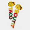 Fashnzfab Felt Back Seed Beaded Taco Boutit Message Link Dangle Earrings - Multi In Gold