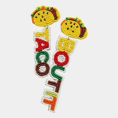 Fashnzfab Felt Back Seed Beaded Taco Boutit Message Link Dangle Earrings - Multi In Gold