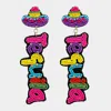 Fashnzfab Felt Back Seed Beaded Tequila Message Fiesta Dangle Earrings - Multi In Multi