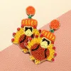 Fashnzfab Felt Back Seed Beaded Turkey Dangle Earrings In Multi