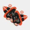 Fashnzfab Felt Back Seed Beaded Witch Hat Cat Dangle Earrings In Orange
