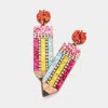 Fashnzfab Felt Back Sequin Pencil Dangle Earrings In Multi