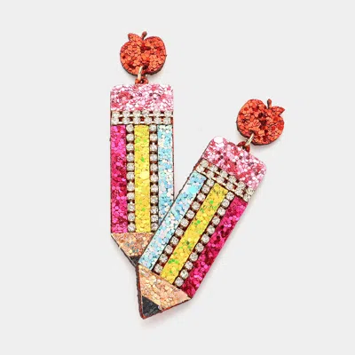 Fashnzfab Felt Back Sequin Pencil Dangle Earrings In Multi