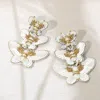 Fashnzfab Felt Back Sequin Triple Butterfly Link Dangle Earrings In Multi