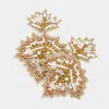 Fashnzfab Felt Back Stone Beaded Maple Leaf Dangle Earrings In White