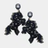 Fashnzfab Felt Back Stone Seed Beaded Pony Dangle Earrings In Black