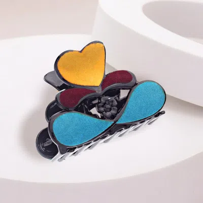 Fashnzfab Felt Heart Hair Claw Clip In Blue
