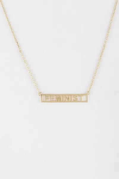 Fashnzfab Feminist Word Necklace Sleek Minimalist Jewelry Piece In Gold