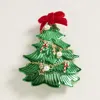 Fashnzfab Festive Bow Top Christmas Tree Pin Brooch In Green