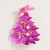 Fashnzfab Festive Bow Top Christmas Tree Pin Brooch In Pink