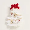 Fashnzfab Festive Bow Top Christmas Tree Pin Brooch In White
