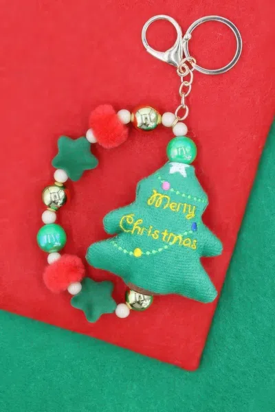 Fashnzfab Festive Christmas Tree Keychain In Green