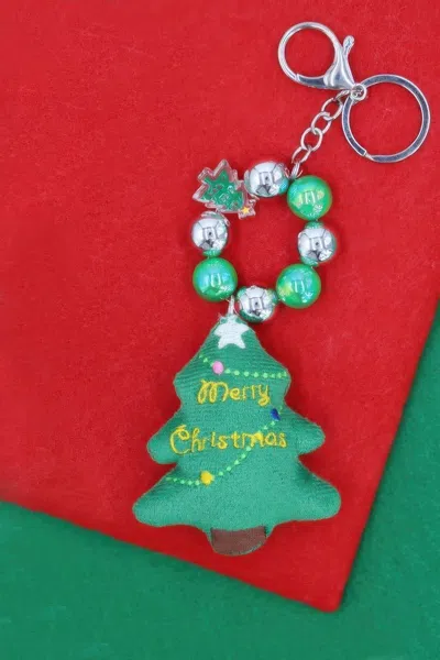 Fashnzfab Festive Fir Holiday Keychain Ornament In Green