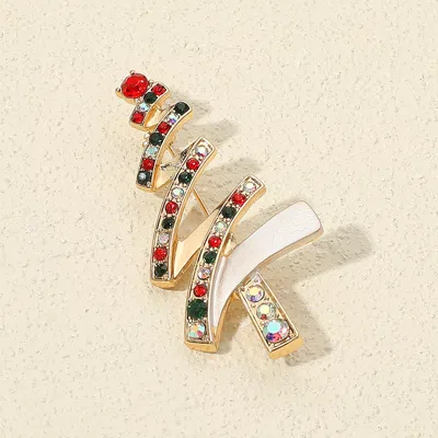 Fashnzfab Festive Rhinestone Accented Christmas Tree Pin Brooch In Multi