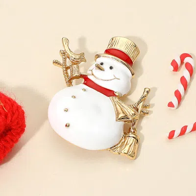 Fashnzfab Festive Snowman Pin Brooch In Gold
