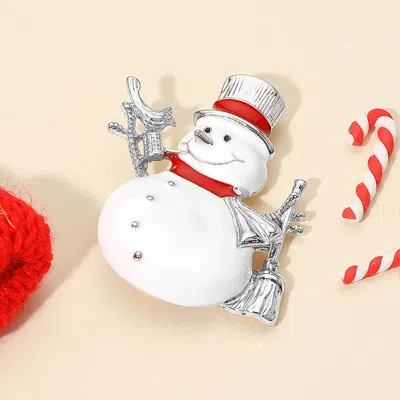 Fashnzfab Festive Snowman Pin Brooch In Silver