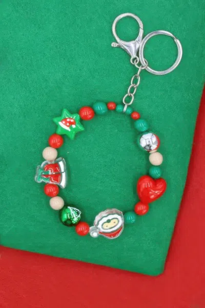 Fashnzfab Festive Stretch Bracelet Keychain For Christmas In Multi