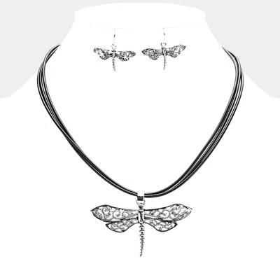 Fashnzfab Filigree Antique Dragonfly Pendant Necklace In Multi