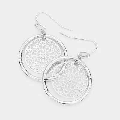 Fashnzfab Filigree Brass Metal Circle Dangle Earrings In Multi