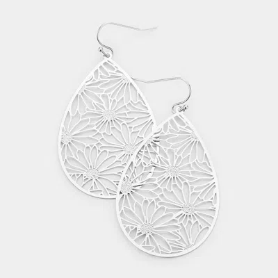 Fashnzfab Filigree Flower Detail Brass Metal Teardrop Dangle Earrings In Multi