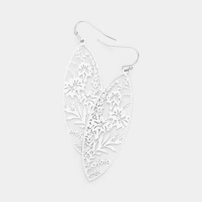 Fashnzfab Filigree Flower Leaf Detailed Brass Metal Marquise Dangle Earrings In Multi