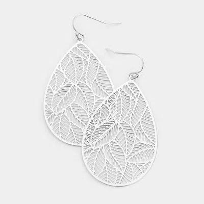 Fashnzfab Filigree Leaf Detail Brass Metal Teardrop Dangle Earrings In Multi