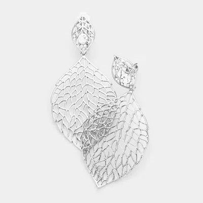 Fashnzfab Filigree Leaf Metal Clip On Earrings In Multi
