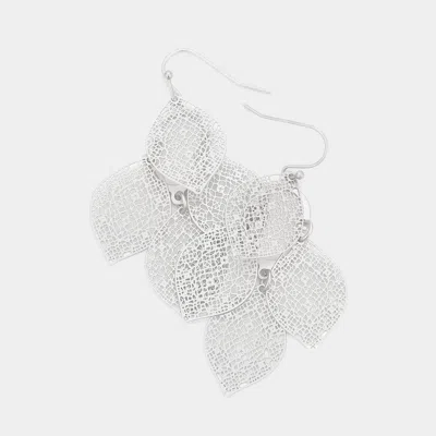 Fashnzfab Filigree Leaf Metal Earrings In Silver
