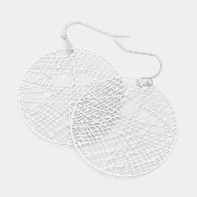 Fashnzfab Filigree Metal Disc Dangle Earrings In Silver