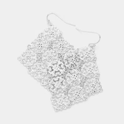 Fashnzfab Filigree Metal Kite Earrings In Silver