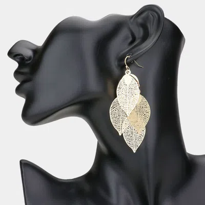 Fashnzfab Filigree Metal Leaf Cluster Vine Earrings In Black