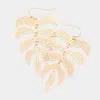Fashnzfab Filigree Metal Leaf Link Dangle Earrings In Gold
