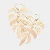 Fashnzfab Filigree Metal Leaf Link Dangle Earrings In Gold